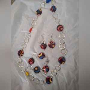 Multi color and silver jewelry set